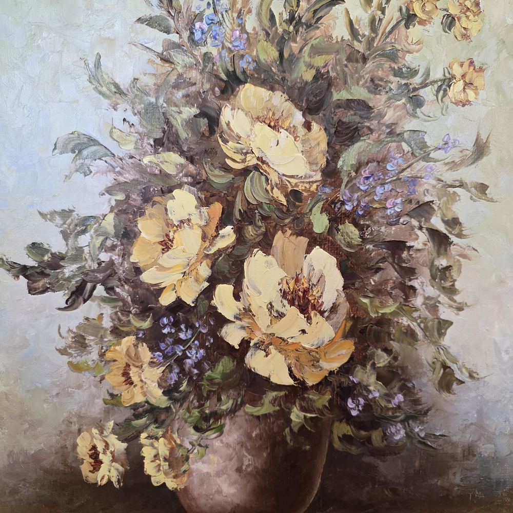 Original Mary Kendrick Oil Painting | Yellow Floral Still Life | Palette Knife - Picture 5 of 15